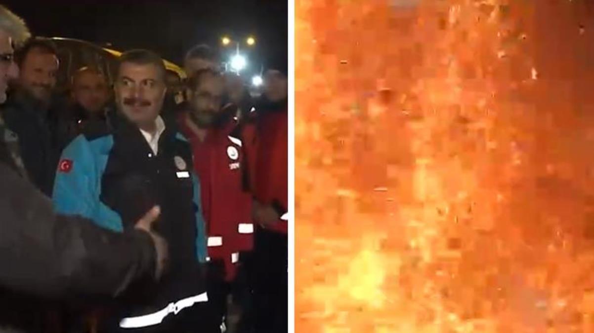Deprem bölgesinde alev topunun içinde kalan Bakan Koca büyük tehlike atlattı