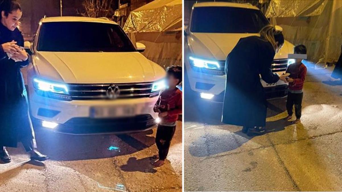 Deprem bölgesinde ayağı çıplak bir çocuğa kek veren AK Partili Kadın Kolları yöneticisi, tepkiler sonrası paylaşımını sildi