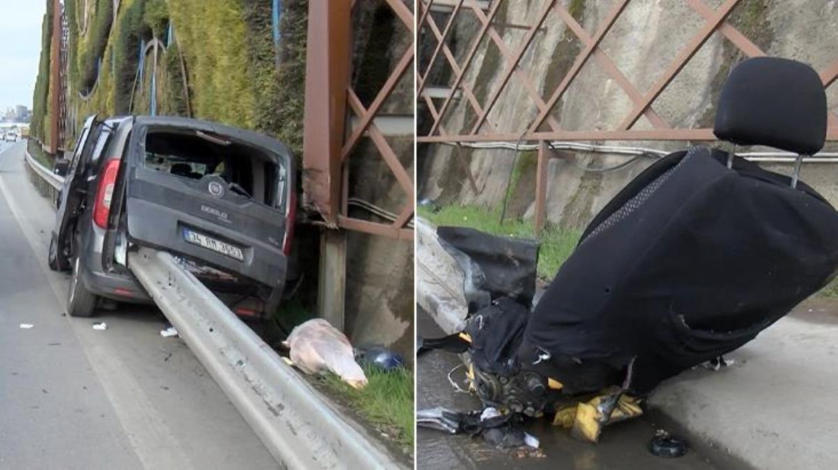 Kontrolden çıkan araç, bariyerlere ok gibi saplandı! Koltuk başka bir yere fırladı, sürücünün durumu ağır