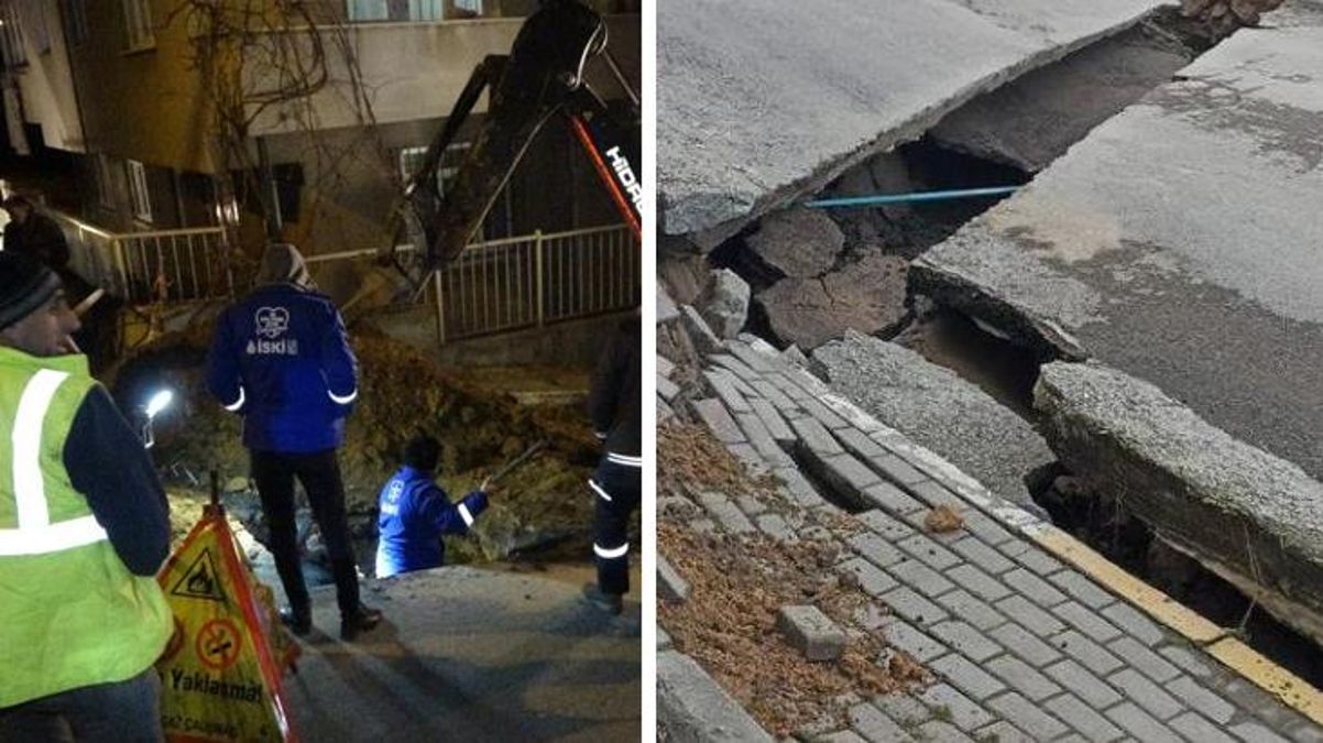 Olası deprem haberleriyle gündeme gelen İstanbul’da yoldaki çökme nedeniyle iki bina boşaltıldı