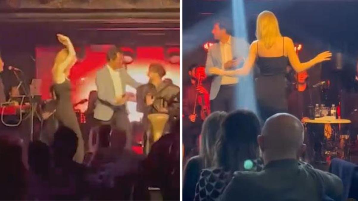 Prestij Meselesi galasına damga vuran an! Mahsun Kırmızıgül söyledi, Hande Sarıoğlu kalça dansı yaptı