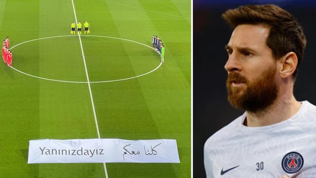 Şampiyonlar Ligi’nde depremzedeler anıldı! Sahanın ortasında Türkçe pankart açtılar