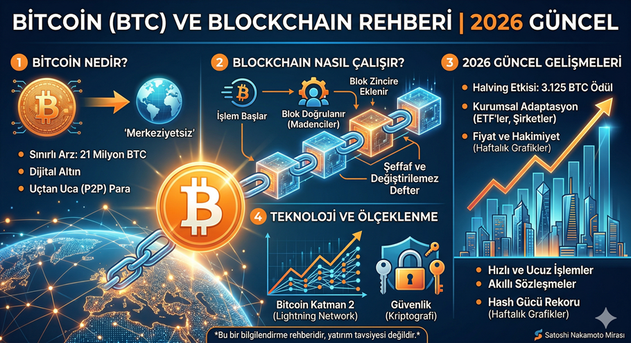 Bitcoin Nedir? (2026 Güncel Rehber) | BTC Nasıl Çalışır?